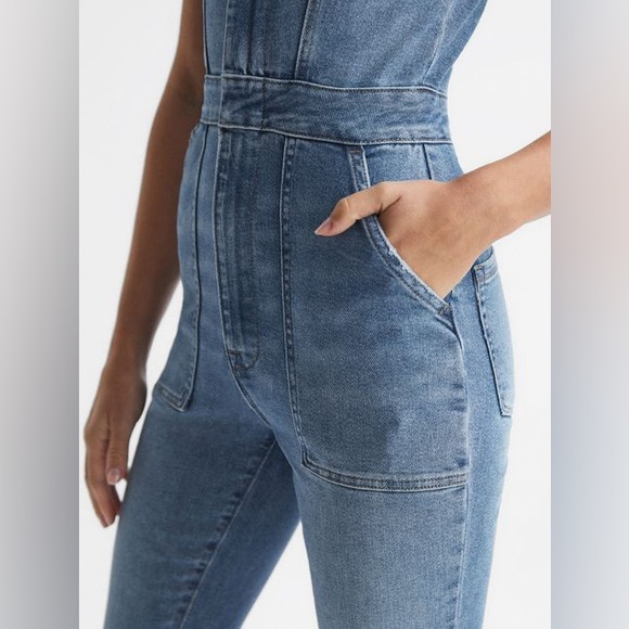 Good American Women's Utility Jumpsuit Denim 6 Pockets Straight Legs -  Size: 1 - Picture 3 of 16